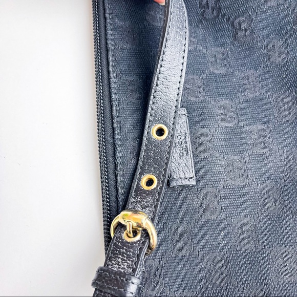 Authentic Gucci Black Canvas Monogram Pouchette Small Bag - Picture 6 of 9